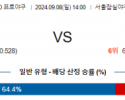 9월 8일 14:00 KBO LG 한화 한일야구분석 스포츠분석