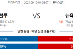 9월10일 08:07 MLB 토론토 뉴욕메츠 해외야구분석 스포츠분석