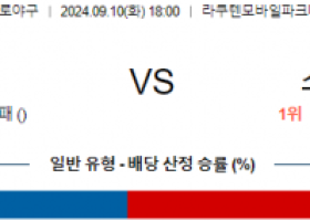 9월 10일 18:00 NPB 라쿠텐 소프트뱅크 한일야구분석 스포츠분석