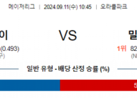 9월11일 10:45 MLB 샌프란시스코 밀워키 해외야구분석 스포츠분석