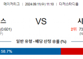 9월11일 11:10 MLB LA다저스 시카고컵스 해외야구분석 스포츠분석