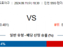 9월 11일 18:30 KBO SSG 롯데 한일야구분석 스포츠분석