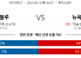 9월12일 04:07 MLB 토론토 뉴욕메츠 해외야구분석 스포츠분석