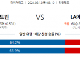 9월12일 08:10 MLB 미네소타 LA에인절스 해외야구분석 스포츠분석