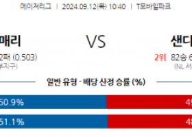 9월12일 10:40 MLB 시애틀 샌디에이고 해외야구분석 스포츠분석