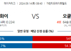 9월14일 08:40 MLB 시카고W 오클랜드 해외야구분석 스포츠분석