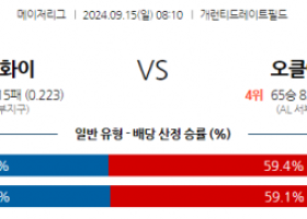 9월15일 08:10 MLB 시카고W 오클랜드 해외야구분석 스포츠분석