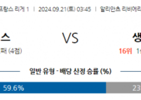 9월21일 리그앙 OGC 니스 AS 생테티엔 해외축구분석 스포츠분석