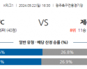 9월22일 K리그 1 광주 FC 제주 유나이티드 FC 아시아축구분석 스포츠분석