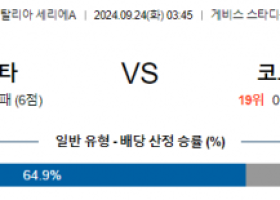 9월24일 세리에A 아탈란타 코모 해외축구분석 스포츠분석