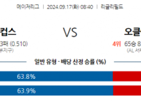 9월17일 08:40 MLB 시카고C 오클랜드 해외야구분석 스포츠분석