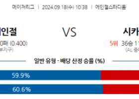 9월18일 10:38 MLB LA에인절스 시카고W 해외야구분석 스포츠분석