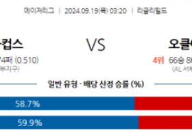 9월19일 03:20 MLB 시카고C 오클랜드 해외야구분석 스포츠분석