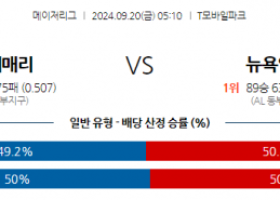 9월20일 05:10 MLB 시애틀 뉴욕양키스 해외야구분석 스포츠분석