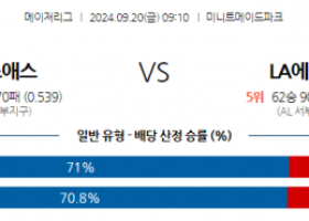 9월20일 09:10 MLB 휴스턴 LA에인절스 해외야구분석 스포츠분석