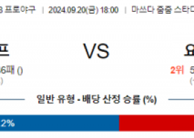 9월 20일 18:00 NPB 히로시마 요미우리 한일야구분석 스포츠분석