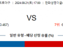 9월 21일 17:00 KBO 한화 롯데 한일야구분석 스포츠분석