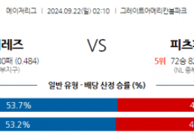 9월22일 02:10 MLB 신시내티 피츠버그 해외야구분석 스포츠분석