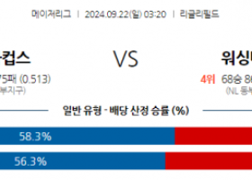 9월22일 03:20 MLB 시카고C 워싱턴 해외야구분석 스포츠분석