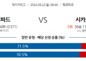 9월22일 09:40 MLB 샌디에이드 시카고W 해외야구분석 스포츠분석