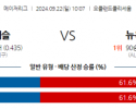 9월22일 10:07 MLB 오클랜드 뉴욕양키스 해외야구분석 스포츠분석