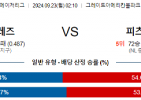 9월23일 02:10 MLB 신시내티 피츠버그 해외야구분석 스포츠분석