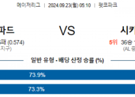 9월23일 05:10 MLB 샌디에이고 시카고W 해외야구분석 스포츠분석