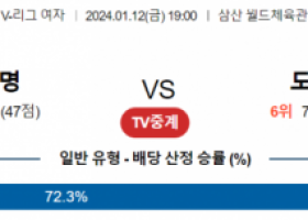 1월 12일 19:00 V-리그 여자 흥국생명 vs 도로공사 국내배구분석