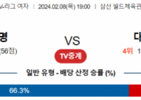 2월 8일 19:00 V-리그 여자 흥국생명 vs 정관장 국내배구분석