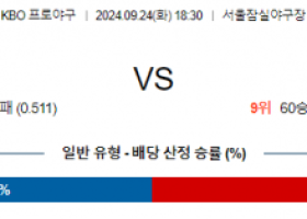 9월 24일 18:30 KBO 두산 NC 한일야구분석 스포츠분석