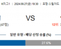 9월27일 K리그 1 포항 인천 아시아축구분석 스포츠분석