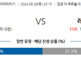 9월28일 라리가 라요 바예카노 CD 레가네스 해외축구분석 스포츠분석