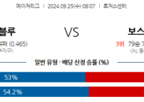 9월25일 08:07 MLB 토론토 보스턴 해외야구분석 스포츠분석