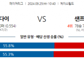 9월25일 10:40 MLB 애리조나 샌프란시스코 해외야구분석 스포츠분석