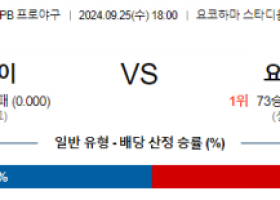 9월 25일 18:00 NPB 요코하마 요미우리 한일야구분석 스포츠분석