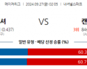 9월27일 MLB 워싱턴 캔자스시티 해외야구분석 스포츠분석