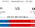 9월28일 09:10 MLB 콜로라도 LA다저스 해외야구분석 스포츠분석