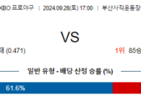 9월 28일 17:00 KBO 롯데 KIA 한일야구분석 스포츠분석