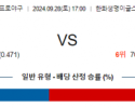 9월 28일 17:00 KBO 한화 SSG 한일야구분석 스포츠분석