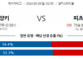 9월29일 MLB 뉴욕양키스 피츠버그 해외야구분석 스포츠분석