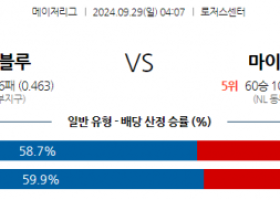 9월29일 04:07 MLB 토론토 마이애미 해외야구분석 스포츠분석