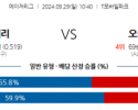 9월29일 10:40 MLB 시애틀 오클랜드 해외야구분석 스포츠분석