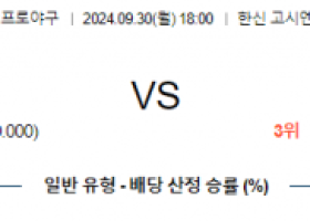 9월 30일 18:00 NPB 한신 요코하마 한일야구분석 스포츠분석