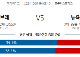 10월1일 02:10 MLB 애틀랜타 뉴욕메츠 해외야구분석 스포츠분석