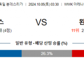 10월5일 분데스리가 아우크스부르크 묀헨글라트바흐 해외축구분석 스포츠분석