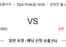 10월 4일 18:00 NPB 주니치 요코하마 한일야구분석 스포츠분석