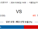 10월 6일 14:00 KBO LG KT 한일야구분석 스포츠분석