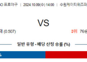 10월 9일 14:00 KBO KT LG 한일야구분석 스포츠분석