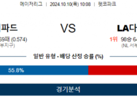 10월 10일 10:08 MLB 샌디에이고 LA다저스 해외야구분석 스포츠분석