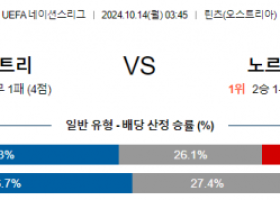 10월14일 UEFA 네이션스리그 오스트리아 노르웨이 해외축구분석 스포츠분석